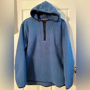 NWT TOMMY HILFIGER Oversized Women’s Large Blue Fuzzy Hoodie Thumbholes GIFTING
